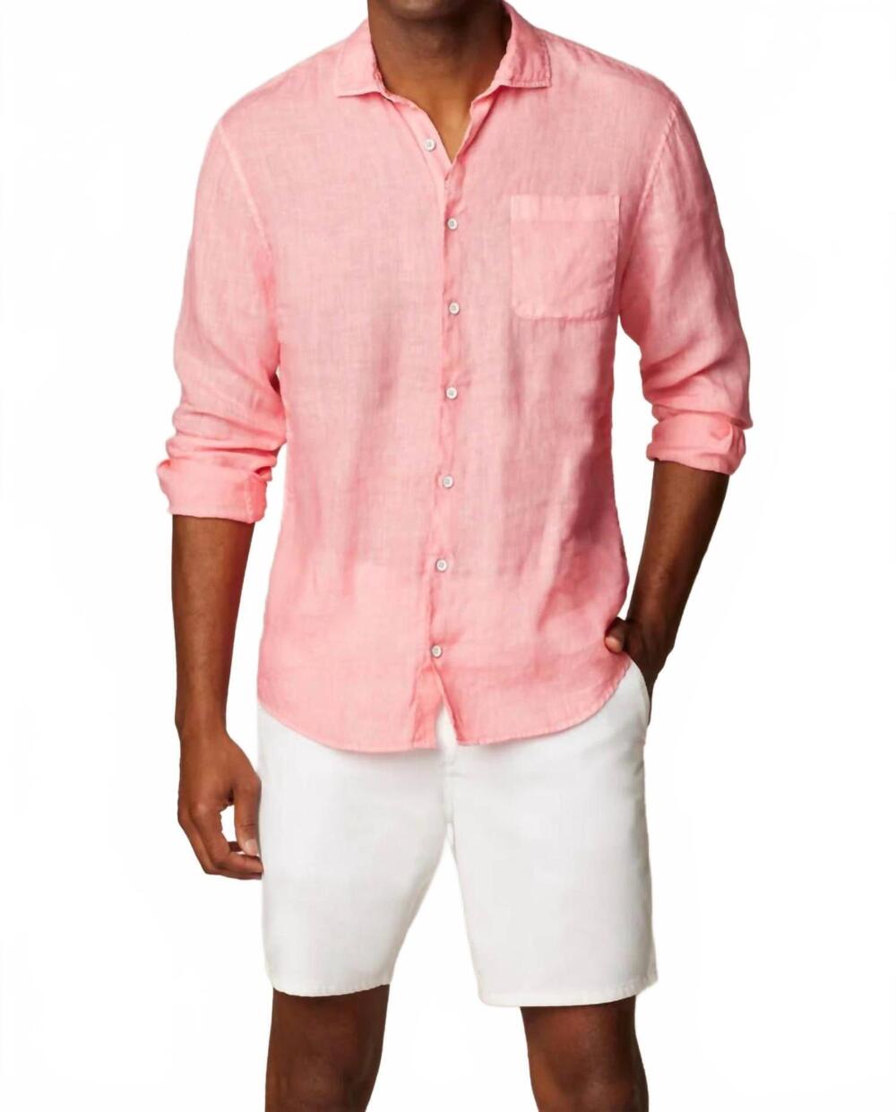 NEW JOHNNIE-O emory linen button up shirt in daquiri